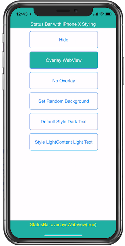 iPhone X Status Bar Overlays The WebView, Black Text
